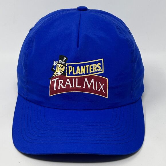 Vintage Planters Trail Mix Hat Baseball Cap Peanuts Snack Hiking Snapback Blue - Picture 1 of 9